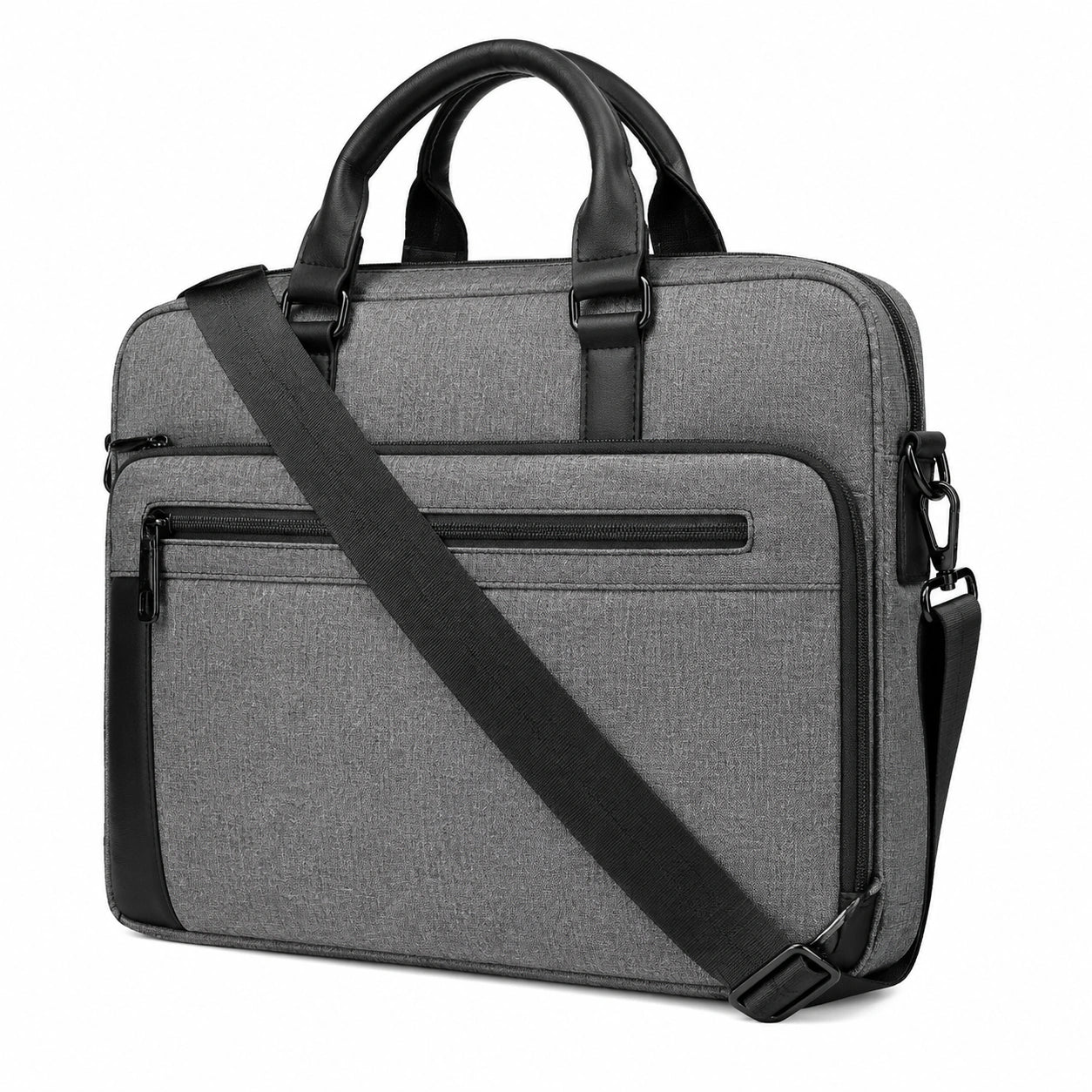 Laptoptasche 40 cm Grau aus Textil mit Schultergurt und Reißverschluss