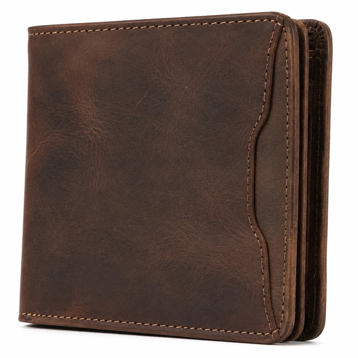Geldbörse 12 x 9.5 x 2 cm aus Leder Braun im Querformat
