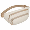 Bauchtasche 30 x 15 x 8 cm aus Kunstleder in Cremeweiß Beige mit zwei Reißverschlussfächern