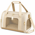 Haustier Transporttasche 45 x 28 x 30 cm Beige Textil mit Netzfenstern Tragbar