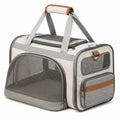 Haustier Transporttasche 50 x 30 x 32 cm Textil Beige Grau für Reisen mit Meshfenstern