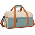 Reisetasche 45 x 25 x 28 cm aus Textilgewebe Creme Petrol Braun mit Schultergurt