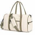 Reisetasche 45 x 25 x 25 cm aus Textil in Cremegrün mit Steppdesign und Schultergurt
