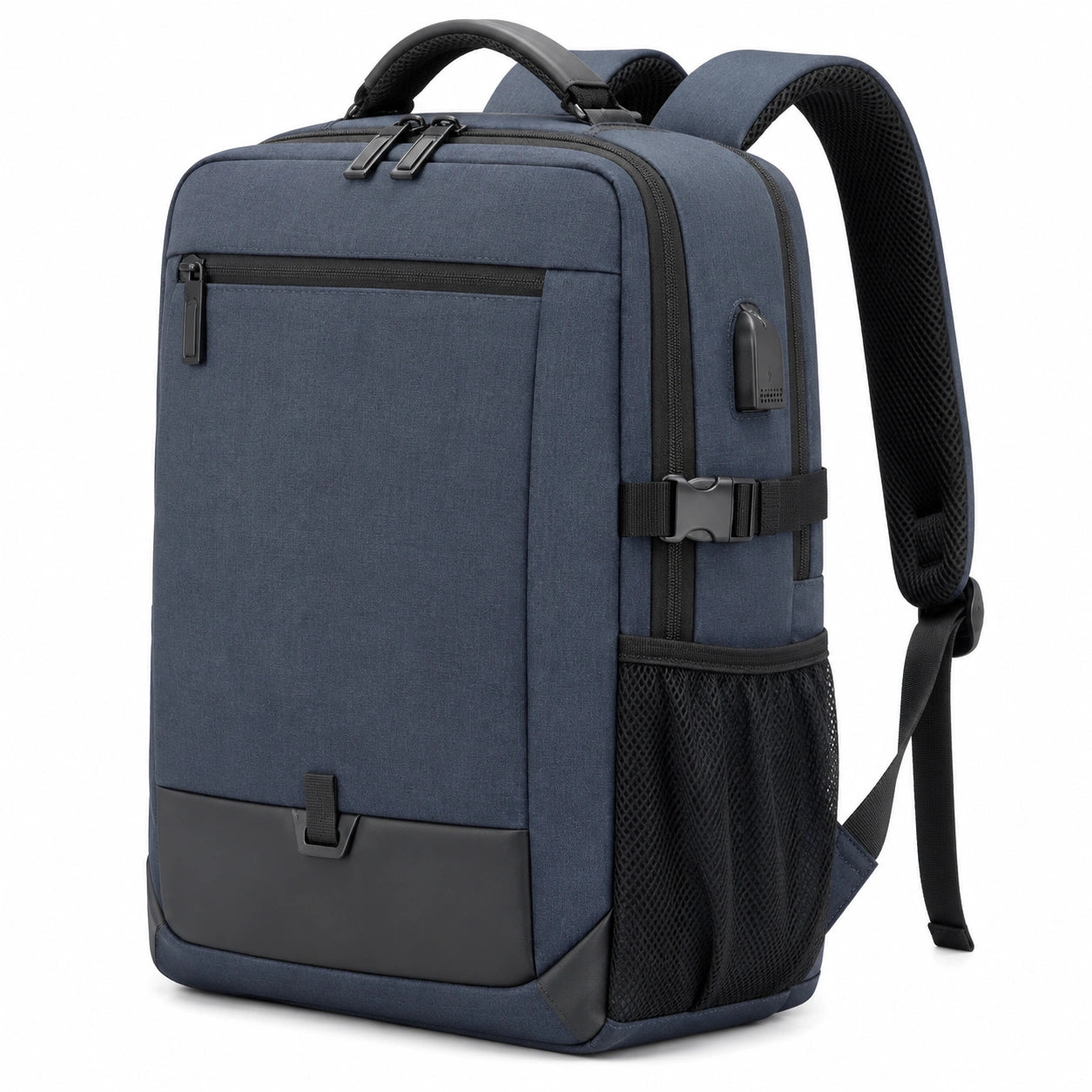 Laptop Rucksack 45 x 30 x 15 cm aus Textil Blau mit USB Anschluss und Gepolsterten Schultergurten