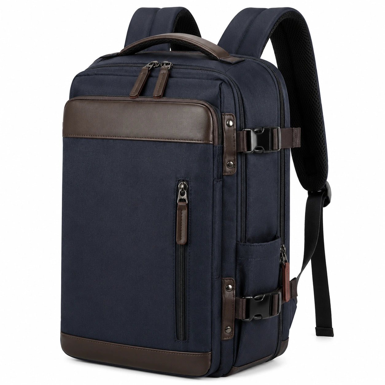 Rucksack 45 x 32 x 18 cm Textil dunkelblau braun für Alltag mit Mehrfachfächern
