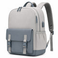 Rucksack 30 x 15 x 42 cm Textil Grau Blau für Alltag mit Frontfach