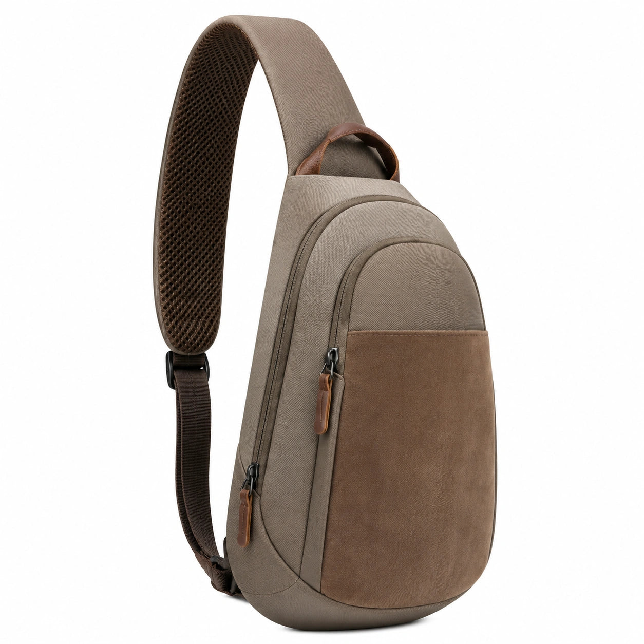 Umhängetasche 32 x 18 x 8 cm aus Textil in Taupe Braun mit Reißverschluss