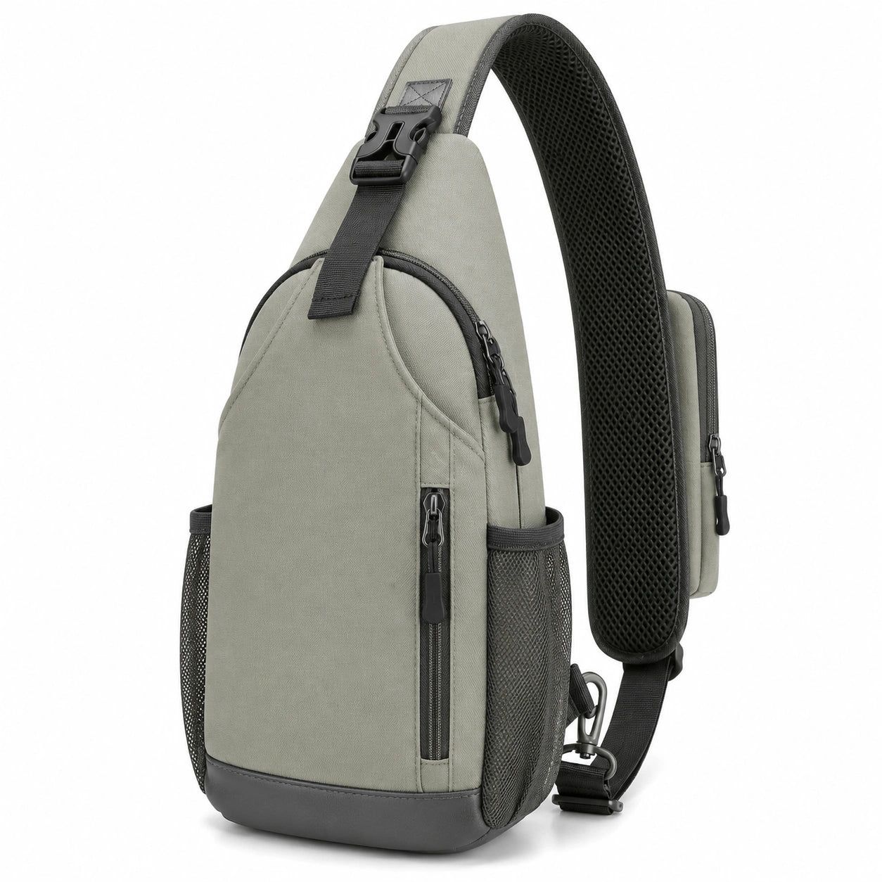 Umhängetasche 32 x 20 x 10 cm aus Textil in Grau mit gepolstertem Schultergurt