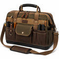 Werkzeugtasche 45 cm aus Canvas Braun Olivgrün mit Schultergurt